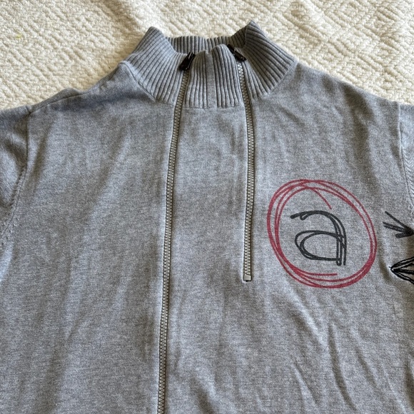 Desigual Gray Zip-Up Sweater with Artistic Accents - Picture 2 of 9